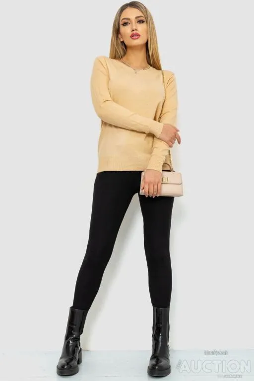 Купити Кофта женский однотонный повседневный, цвет бежевый, 244R2033