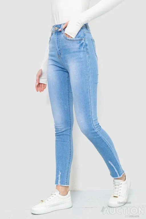 Джинсы женские с потертостями, цвет голубой, 214R1530 З аукціону