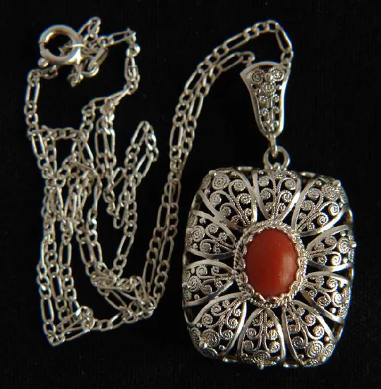 Підвіска філігрань срібло 800 проба корал Austria Ціна
