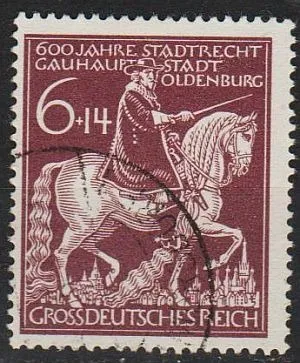 фото, 1945 - Рейх - 600 років Ольденбургу Mi.907 _1.60 € _гаш