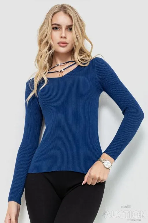Кофта женская в рубчик, цвет синий, 204R037 Ціна