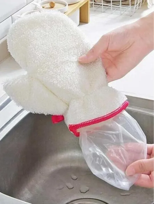 Кухонные перчатки из бамбукового волокна для мытья посуды, уборки в доме 13*23 см 2 шт Недорого