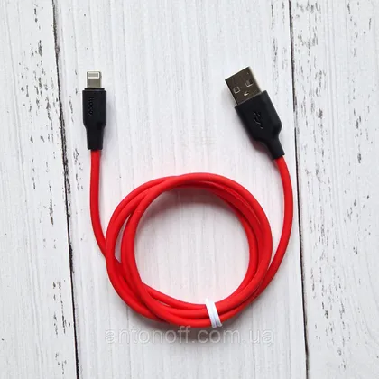 фото, Кабель Hoco X21 Plus Lightning / Apple iPhone силіконовий (2м 2.4A) Червоний