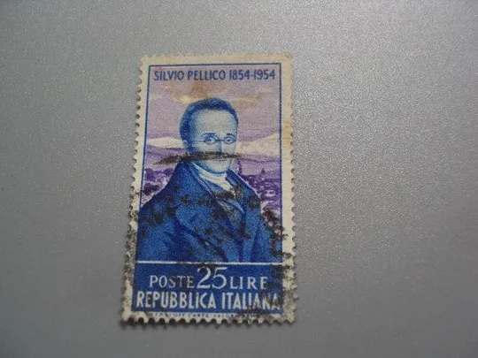 марка Италия 1955 личности 100 лет со дня смерти Сильвио Пеллико 1954 гаш №2877 Ціна