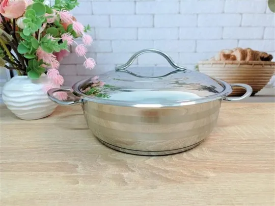 Кастрюля с крышкой OMS 2006-34 34 см 9.7 л серая Ціна