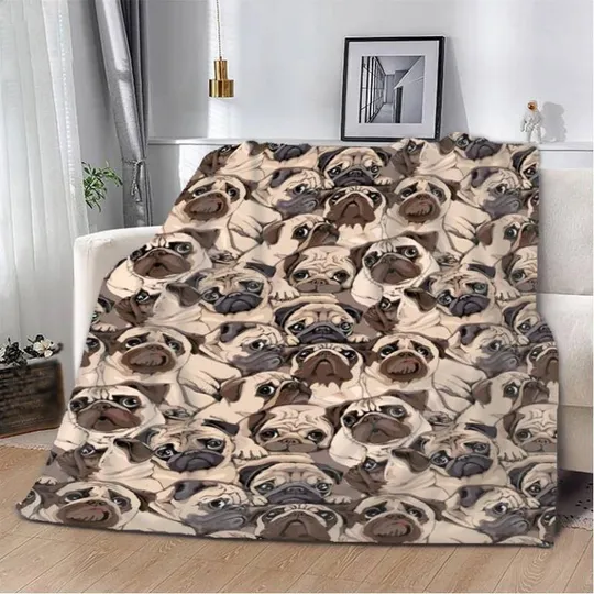 Плед 3D Пушистый мир мопсов 2772_B 12911 135х160 см Ціна