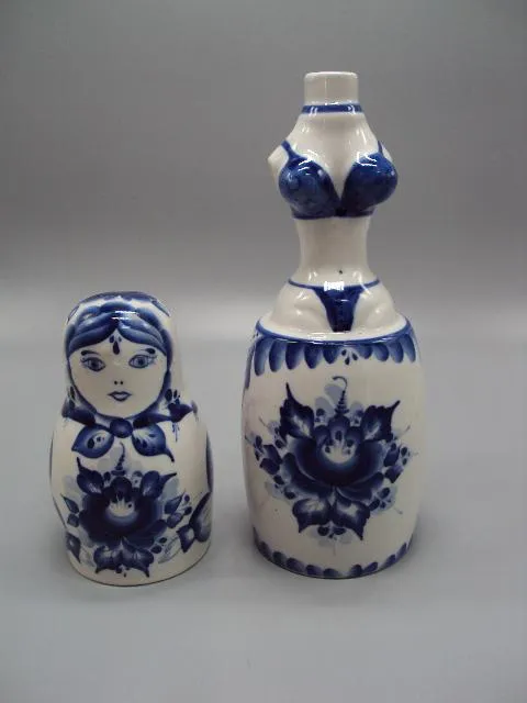 Штоф авторский фарфор Гжель матрешка автор Кулинков А. высота 25 см №13697 Інтернет-аукціон