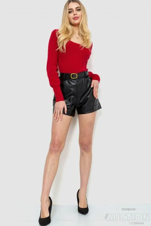 Купити Шорты женские экокожа, цвет черный, 186R5222