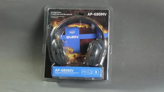 Купити Стереонаушники игровые с микрофоном и регулятором громкости Sven AP-680MV Black/Blue Сингапур БУ