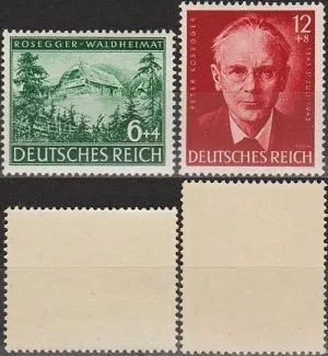 1943 - Рейх - 100 років Розеггера Mi.855-56 ** Ціна