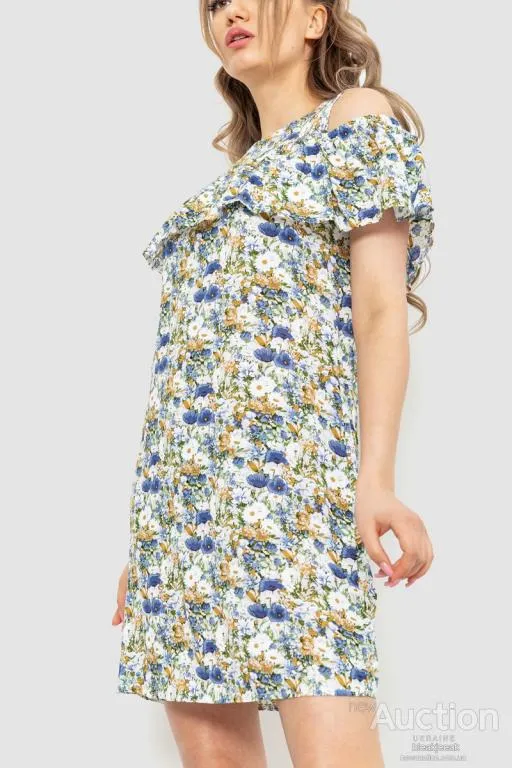 Платье с принтом, цвет молочно-синий, 230R24-1 З аукціону