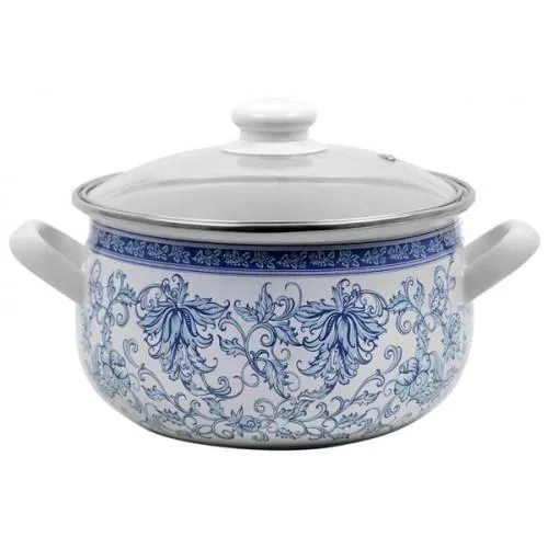 Кастрюля эмалированная Idea Home Tracery 6832790 16 см 1.8 л белая Ціна