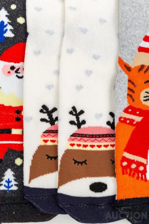 Комплект женских носков новогодних 3 пары, цвет молочный;светло-серый;темно-серый;, 151R259 Продаж