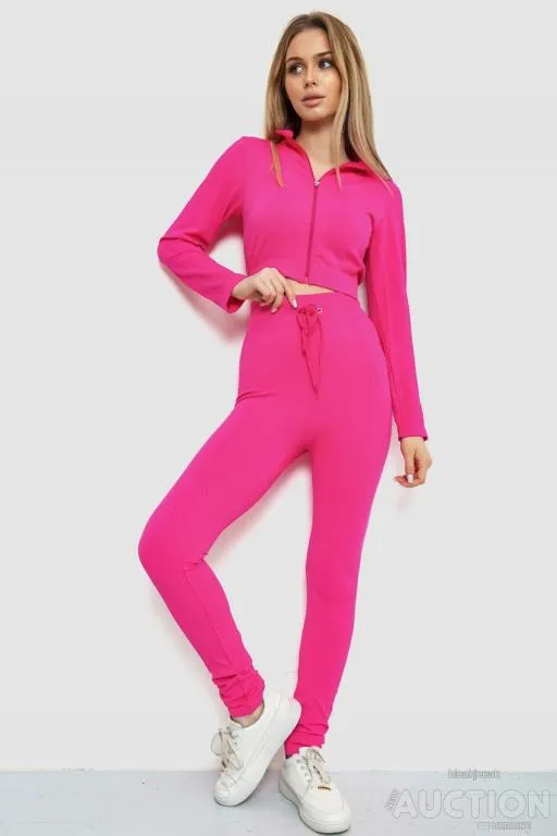 Костюм женский в рубчик, цвет розовый, 244R14302 Ціна