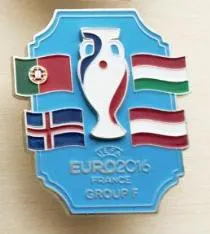 фото, Футбол - значок из серии  "ЕВРО 2016"  группа F : Португалия, Австрия,  Венгрия, Исландия