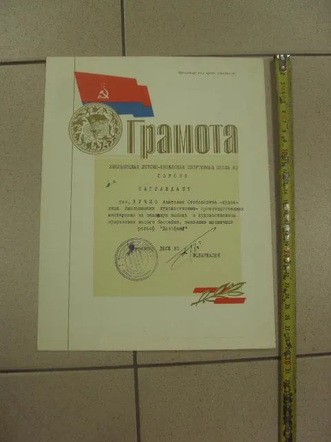 грамота дюсш хмельницкий №9016 Ціна