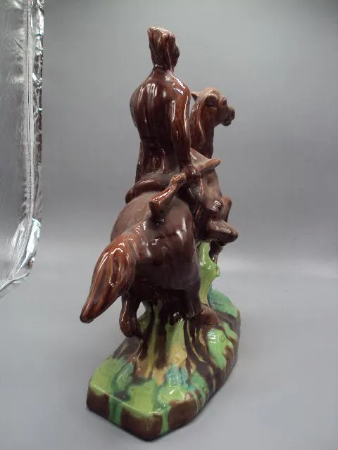 Фигура керамика статуэтка майолика козак на коне на лошади высота 38 см №14722 Продаж