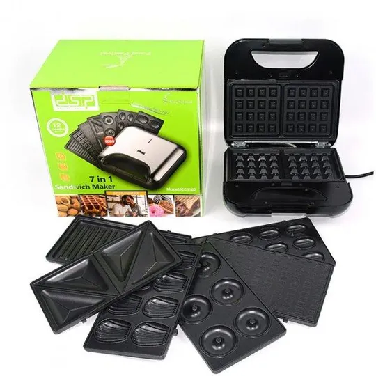 Мультимейкер 7в1 DSP KC-1162 зі знімними формами (Вафельниця, бутербродниця, сендвічниця, гриль, го Ціна