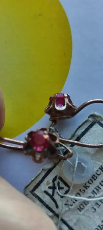 Серьги ссср серебро 925 с камнями, с ценником-сертификатом, красивые ds924 Характеристики