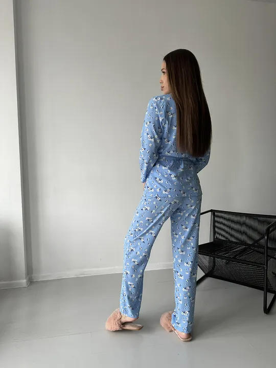 Комплект домашній жакет з поясом і брюки софт Christel 113 блакитний S 42 Продаж