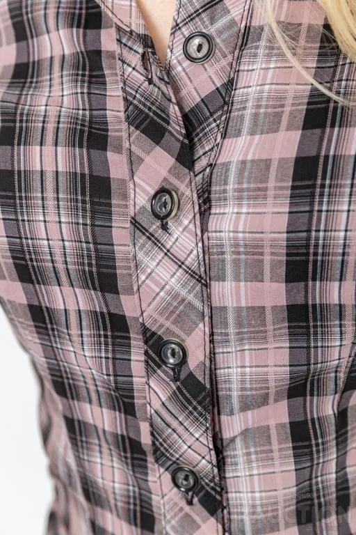 Рубашка женская в клетку повседневная, цвет темно-пудровый, 230R062 Де купити