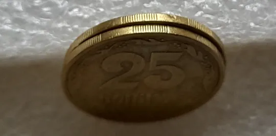 (1345) 25 копійок 1992 3БАм тріщина на реверсі (2 різновиди) - 2 монети одним лотом  (25 копеек 1992 3БАм) Недорого