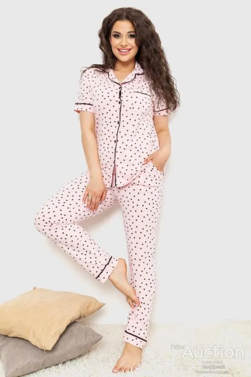 Пижама женская с принтом 219RP-218, цвет Персиково-черный Ціна