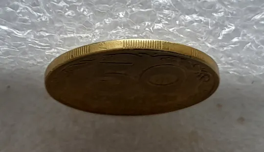 (4518) 50 копійок 1992 1БАм брак &quot;дві полоски&quot; на реверсі (50 копеек 1992 1БАм царапина штемпеля) Недорого