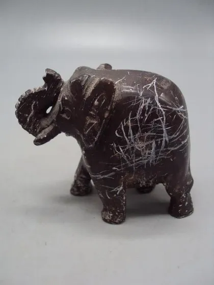 фото, Фигура камень статуэтка миниатюра слон слоник черный высота 6,2 см, длина 7 см №13762