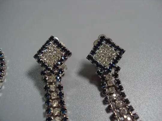 Бижутерия Чехия набор серьги клипсы и колье ожерелье чокер ромбики длина 41,7 см, серьги 5см №11251м З аукціону