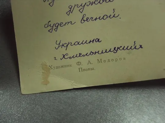 открытка модоров пионы 1957 №11391м З аукціону