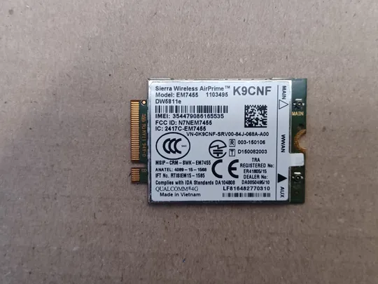 номер1065-28 плата мережева карта плата модему 4G Modem Board EM7455 0K9CNF для  DELL Latitude 3590  оригінал Ціна