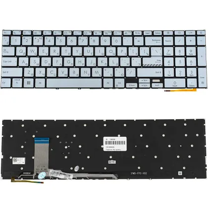 фото, Клавіатура для ноутбука ASUS (X1702 series) rus, silver, без фрейму, підсвічування клавіш