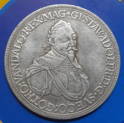 фото, Німеччина. Талер 1632 року. Адольф Густав. Копія.