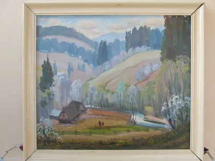 фото, Закарпатская школа В. Цибере. розмір 76х66 см. х.м. 2009 г. Закарпатське село Ужгород .