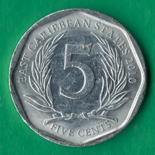 5 центів 2010 року Східні Каріби [КВ] Ціна