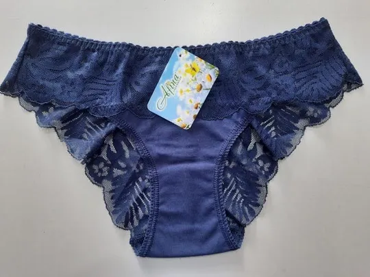 Мереживні трусики Афина 003 середня лінія талії бавовна темно-сині (розміри: S-4XL) L Ціна