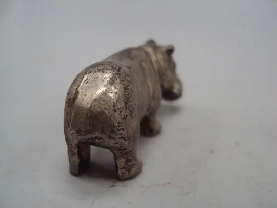 Фигура миниатюра статуэтка бегемот гиппопотам серебро 925 проба вес 50,18 г высота 2,1 см №14426 Інтернет-аукціон