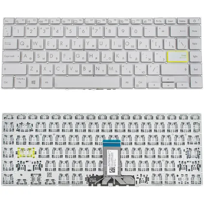 фото, Клавіатура для ноутбука ASUS (X421 series) rus, silver, без кадру