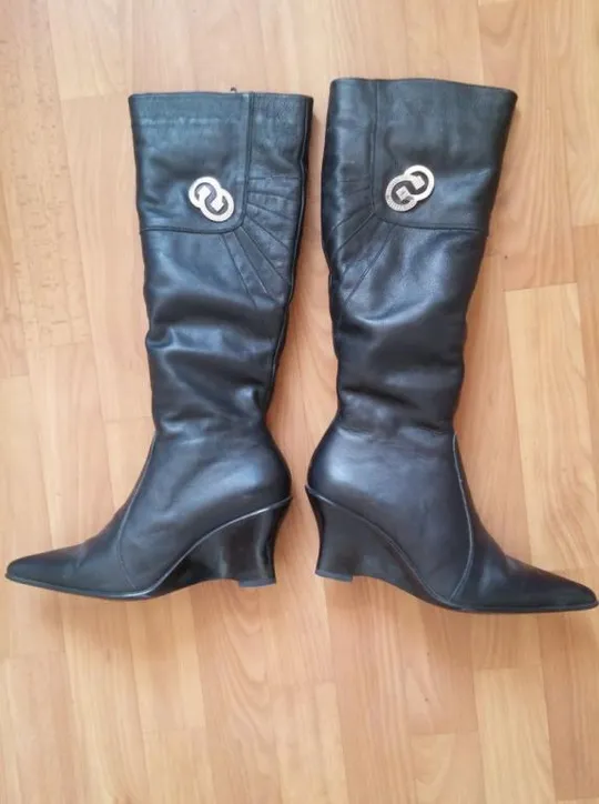 Сапоги зимние женские на меху кожаные на тонкетке &quot;Скала&quot; р38 на худую ногу взуття Продаж