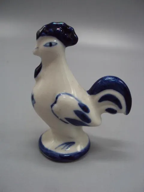 Фигура фарфор статуэтка Гжель петух миниатюра петушок высота 7,7 см №14056 З аукціону