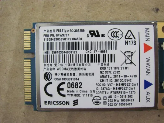 номер0281-18 3G модем Ericsson 04W3767 для LENOVO T420 E420 T520 W520 X220 X1 L420 L421 L520 T420i оригі Продаж