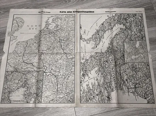 Купити Мапа всіх театрів військових дій Перша світова, вересень 1915  (оригінал) Німеччина
