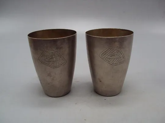 Рюмка стопка серебро 875 проба рюмки стопки вес 107,12 г высота 7,1см, диаметр 5,2см лот 2 шт №14301 Ціна