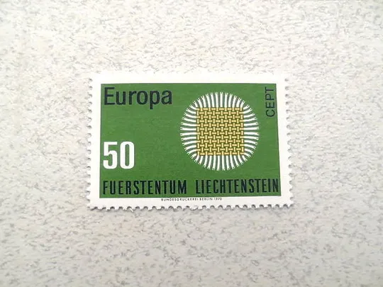 Поштова марка Ліхтенштейн " Європа СЕРТ " 1970 рік ** Ціна