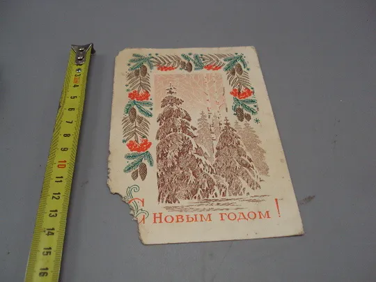 Открытка С Новым годом! елки зима шишки калина художник Ю. Лукьянов 1973 год №16273 Ціна
