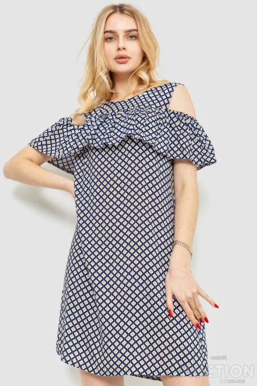 Платье с принтом, цвет сине-бежевый, 230R24-3 Ціна