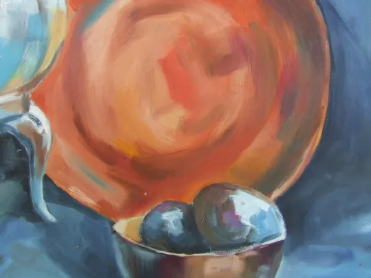 Закарпатская школа.  Глебан А   натюрморт кухонный раз.70 х 60 см. к.м. 2000 гг. Ужгород З аукціону