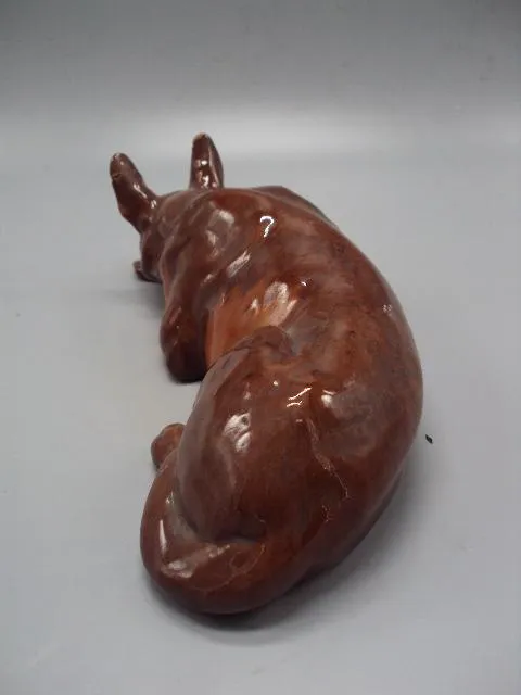 Фигура керамика Рябовский завод Б.Я.Воробьёв РЗКИ собака овчарка собачка 8х25,5 см №177 Недорого