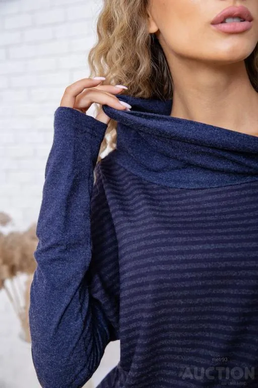 Короткое платье, синего цвета в полоску, 167R200-2 Де купити